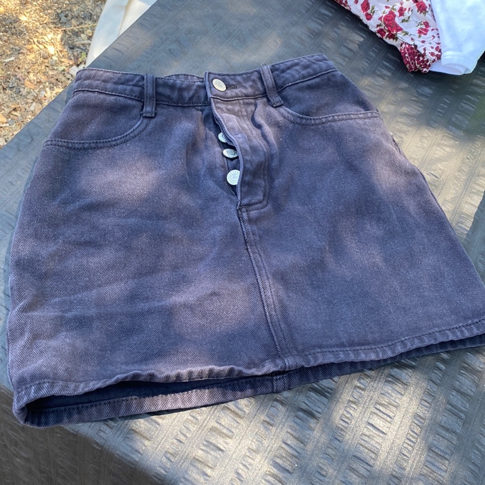 Black button up jean skirt